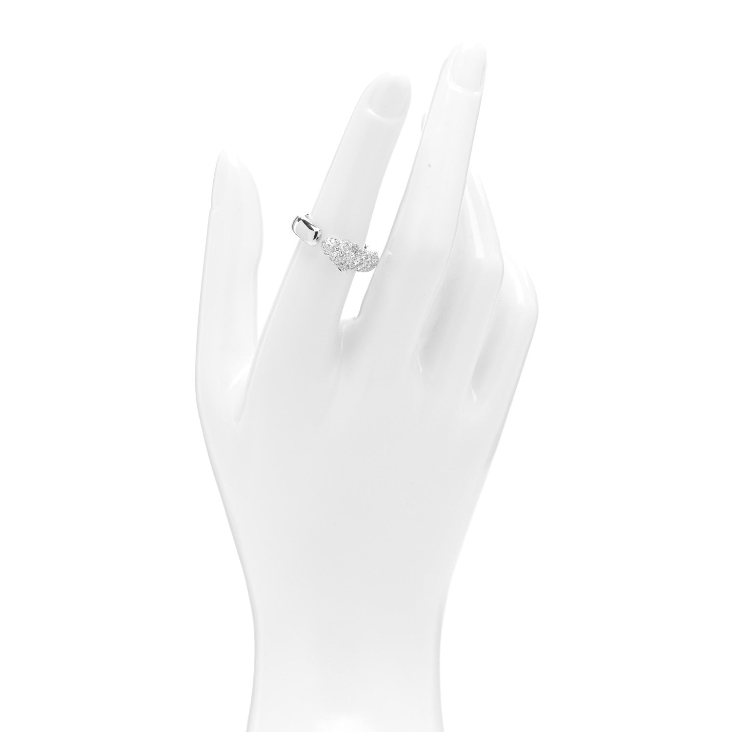 Cartier 18K White Gold Diamond Black Onyx Emerald Panthere De Cartier Ring 51 5.75 2 of 6