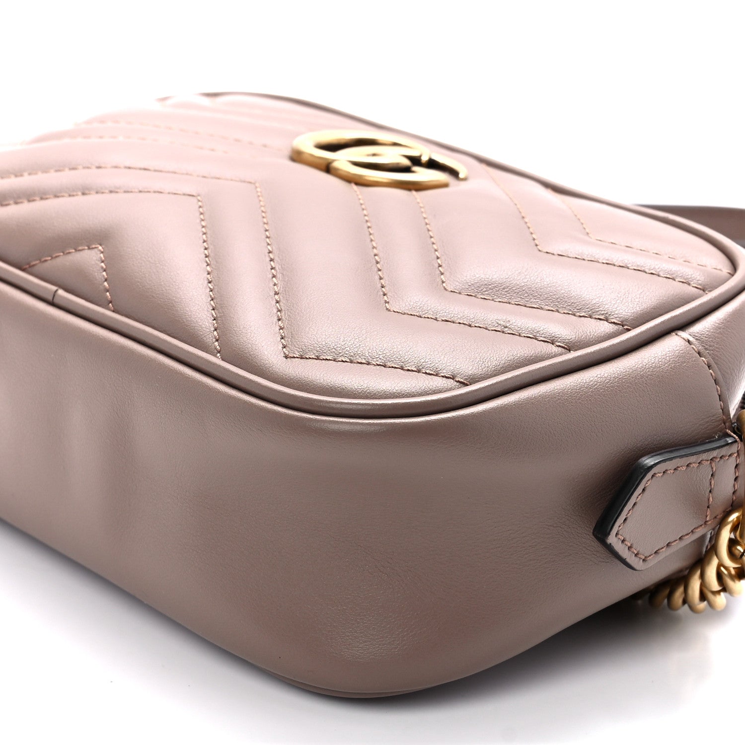 Gucci Calfskin Matelasse Mini GG Marmont Chain Shoulder Bag Porcelain Rose 12 of 12