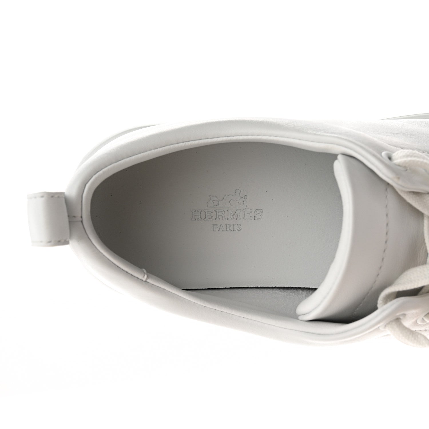Hermes Calfskin Womens Happy Sneakers 37.5 White 7 of 10