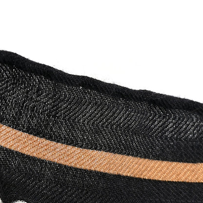 Hermes Cashmere Silk La Promenade du Matin Bandana Shawl 140 Black Noisette Gold 6 of 10
