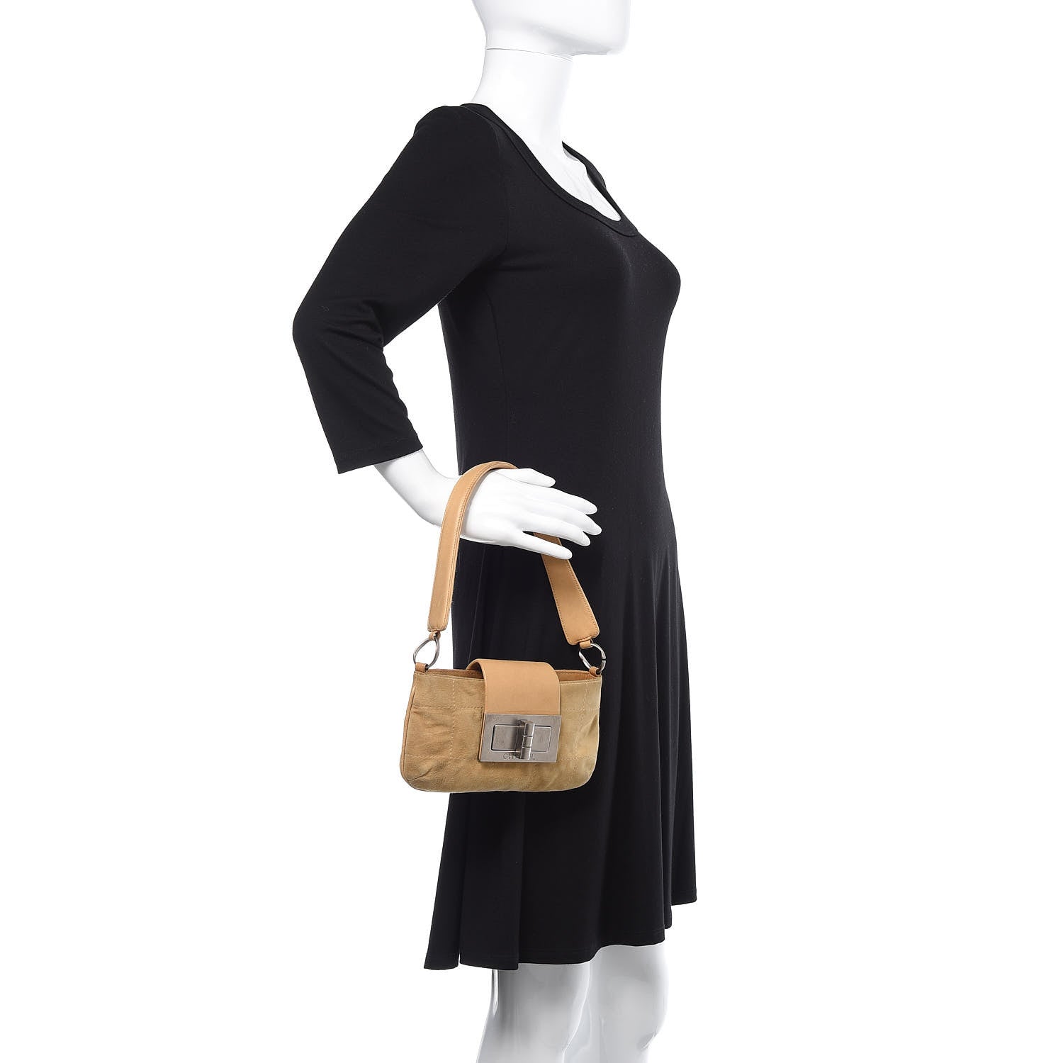 Chanel Suede Square Stitched Mademoiselle Shoulder Bag Beige 2 of 17