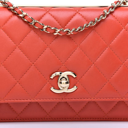 Chanel Lambskin Quilted Trendy CC Wallet On Chain WOC Orange 11 of 11