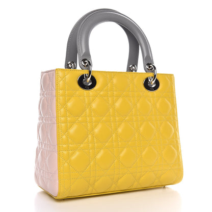 Christian Dior Lambskin Cannage Medium Tri-Color Lady Dior Bright Yellow 3 of 8