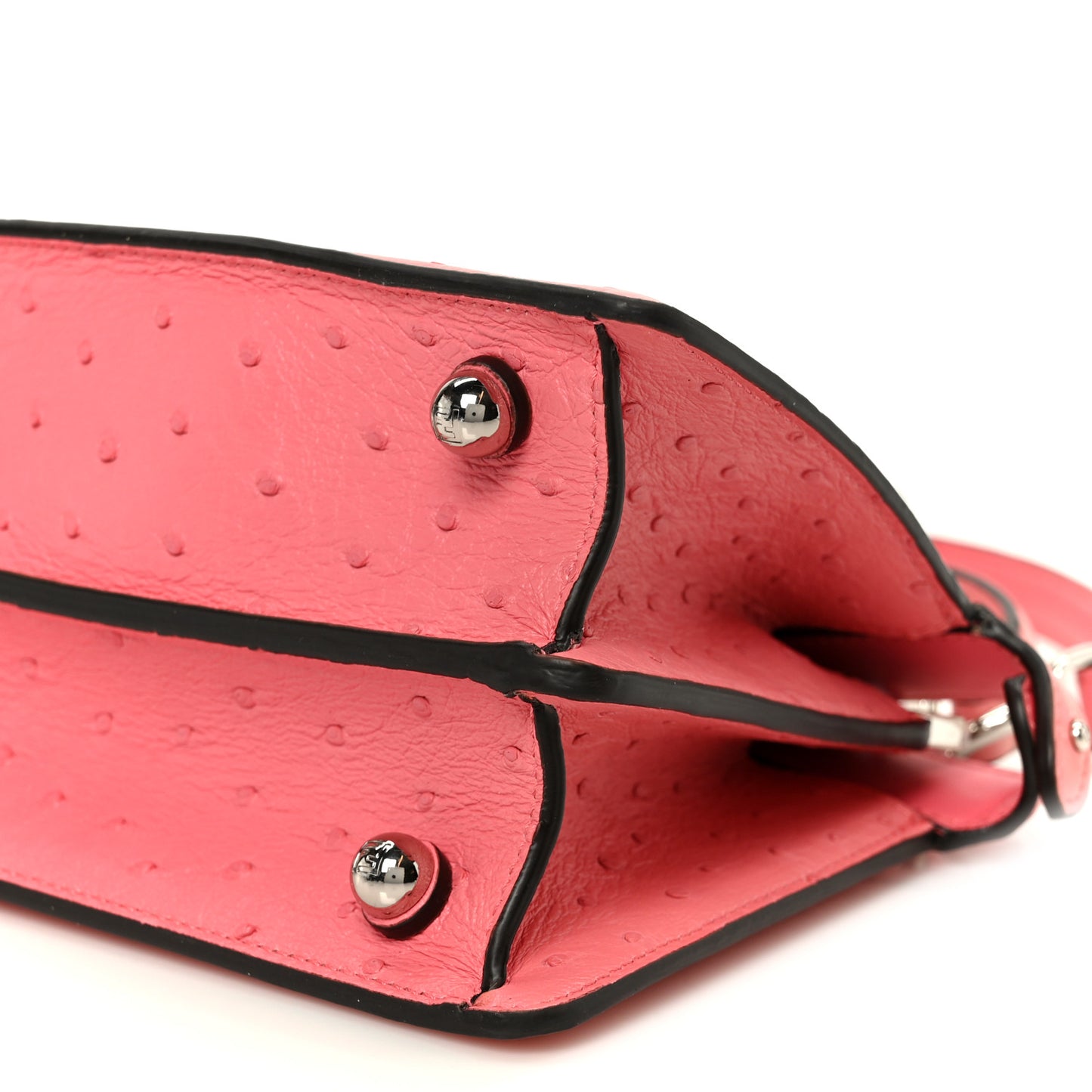 Ostrich Shiny Nappa Petite Peekaboo I SEE U Satchel Pink Dalia