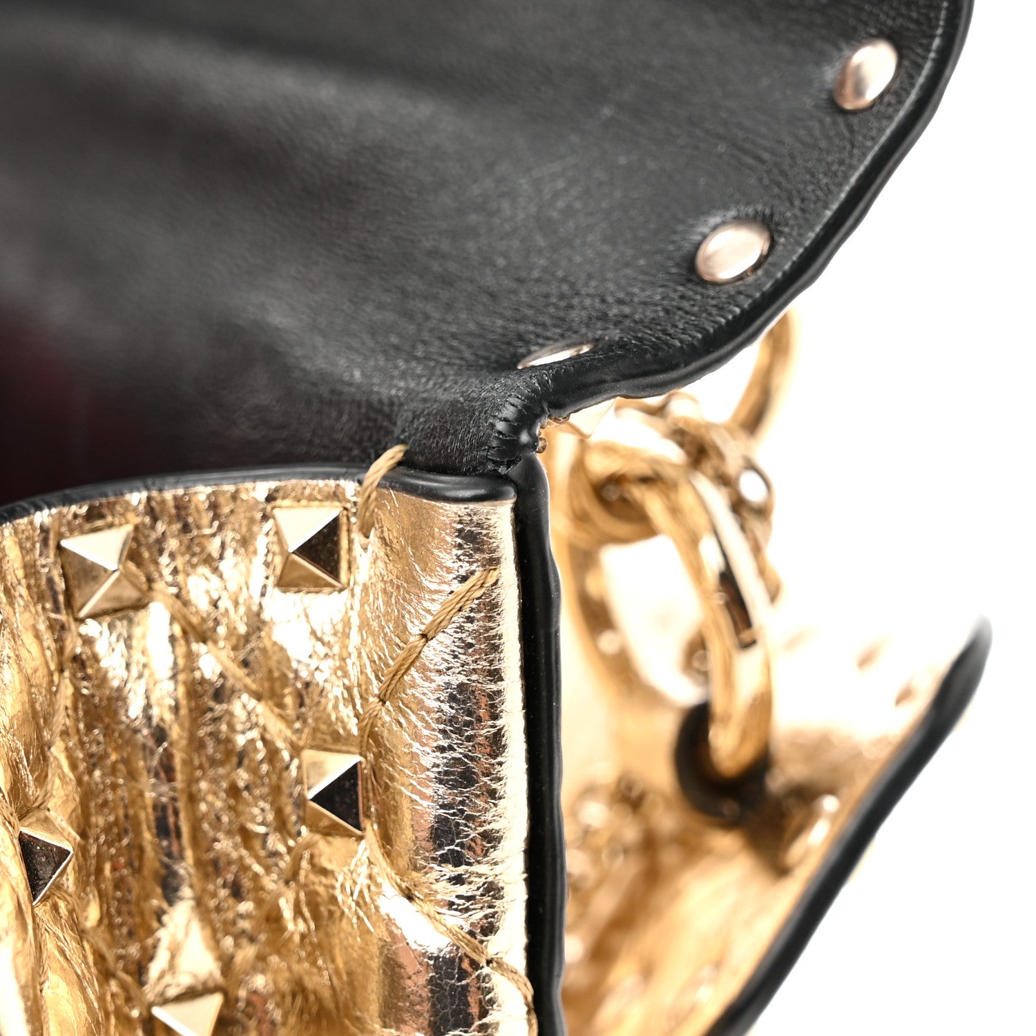 Valentino Garavani Metallic Wrinkled Lambskin Medium Rockstud Spike Shoulder Bag Mekong 12 of 16