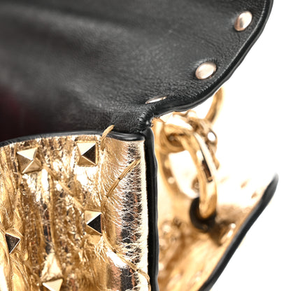 Valentino Garavani Metallic Wrinkled Lambskin Medium Rockstud Spike Shoulder Bag Mekong 12 of 16