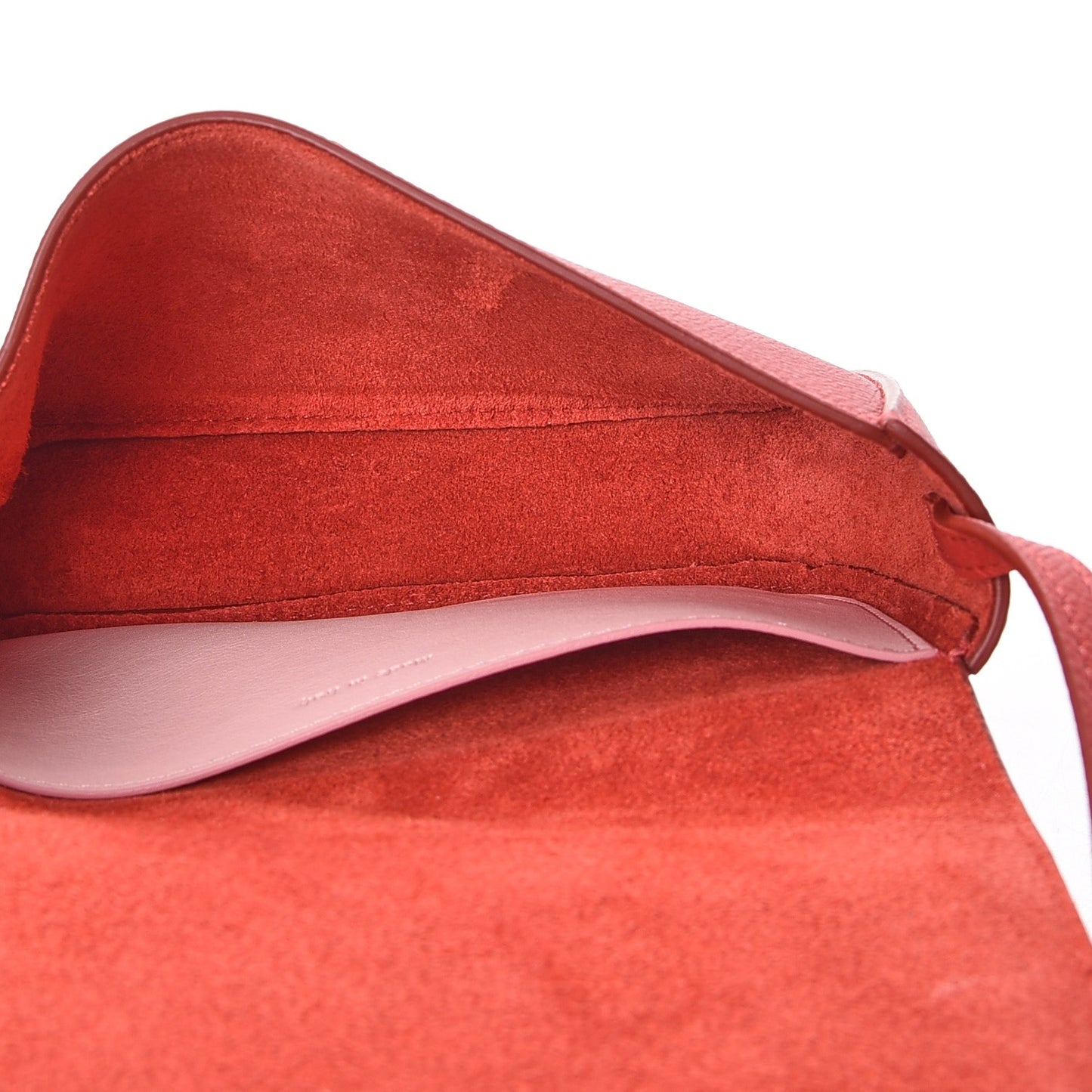 Grained Shiny Calfskin Strap Clutch Scarlet