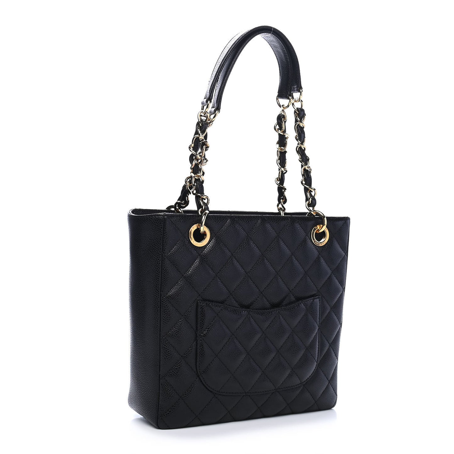 Caviar Quilted Petit Shopping Tote PST Black