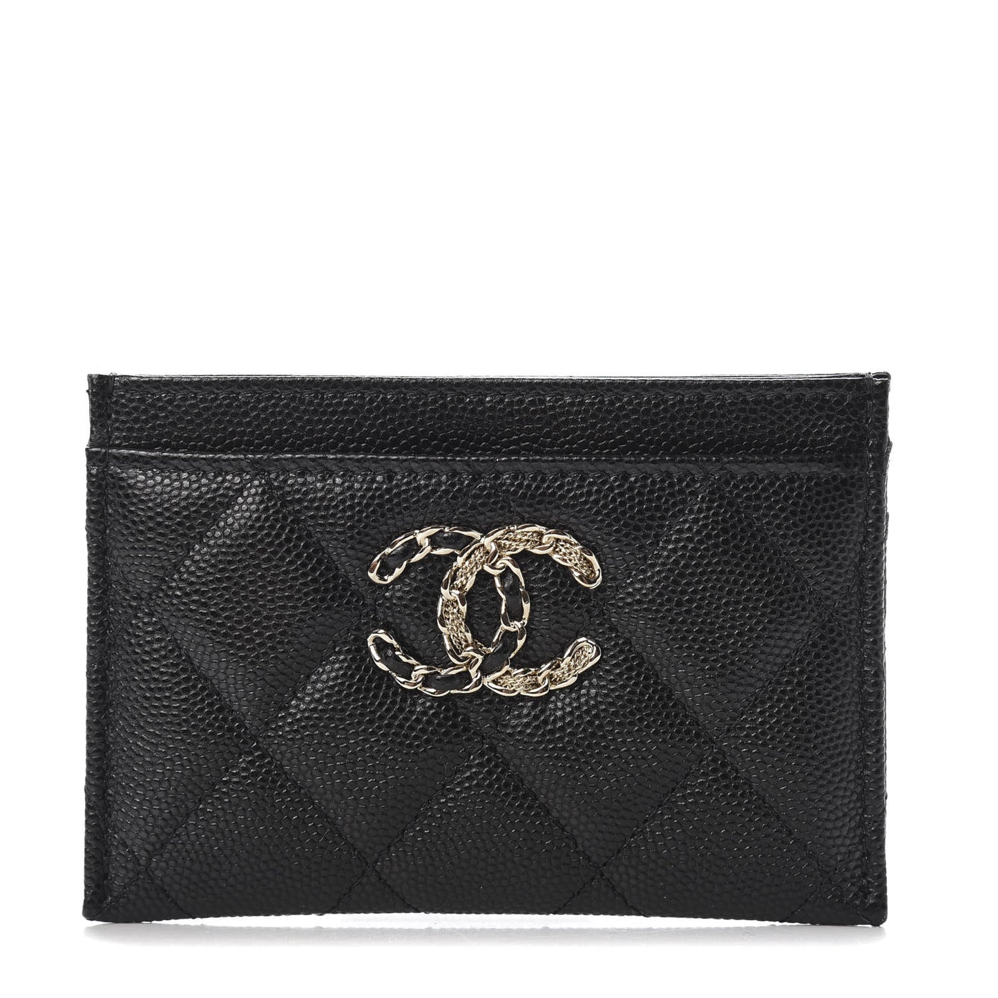 Caviar Quilted French New Wave Card Holder Black