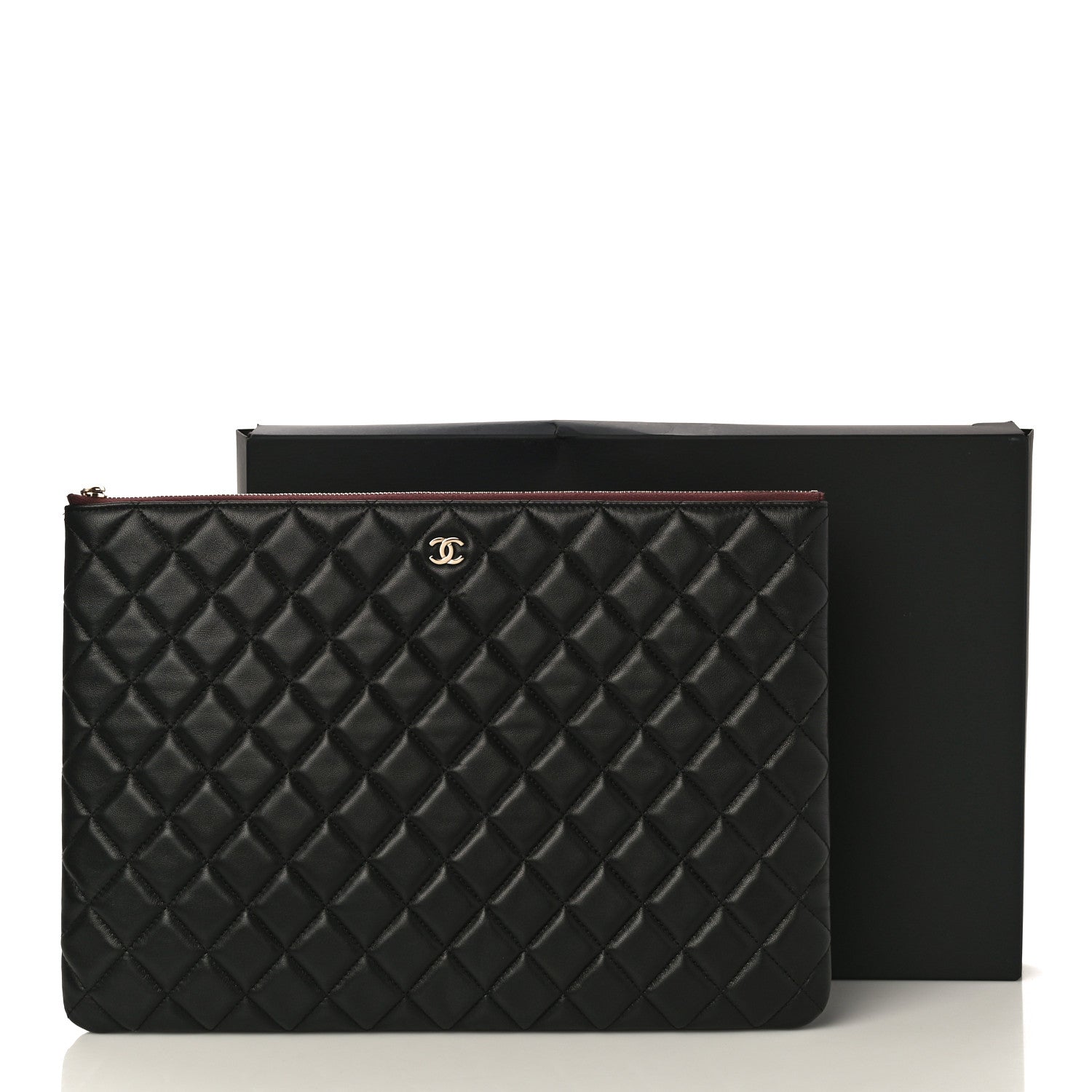 Chanel Lambskin Quilted Large Cosmetic Case Black 11 of 11