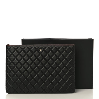 Chanel Lambskin Quilted Large Cosmetic Case Black 11 of 11