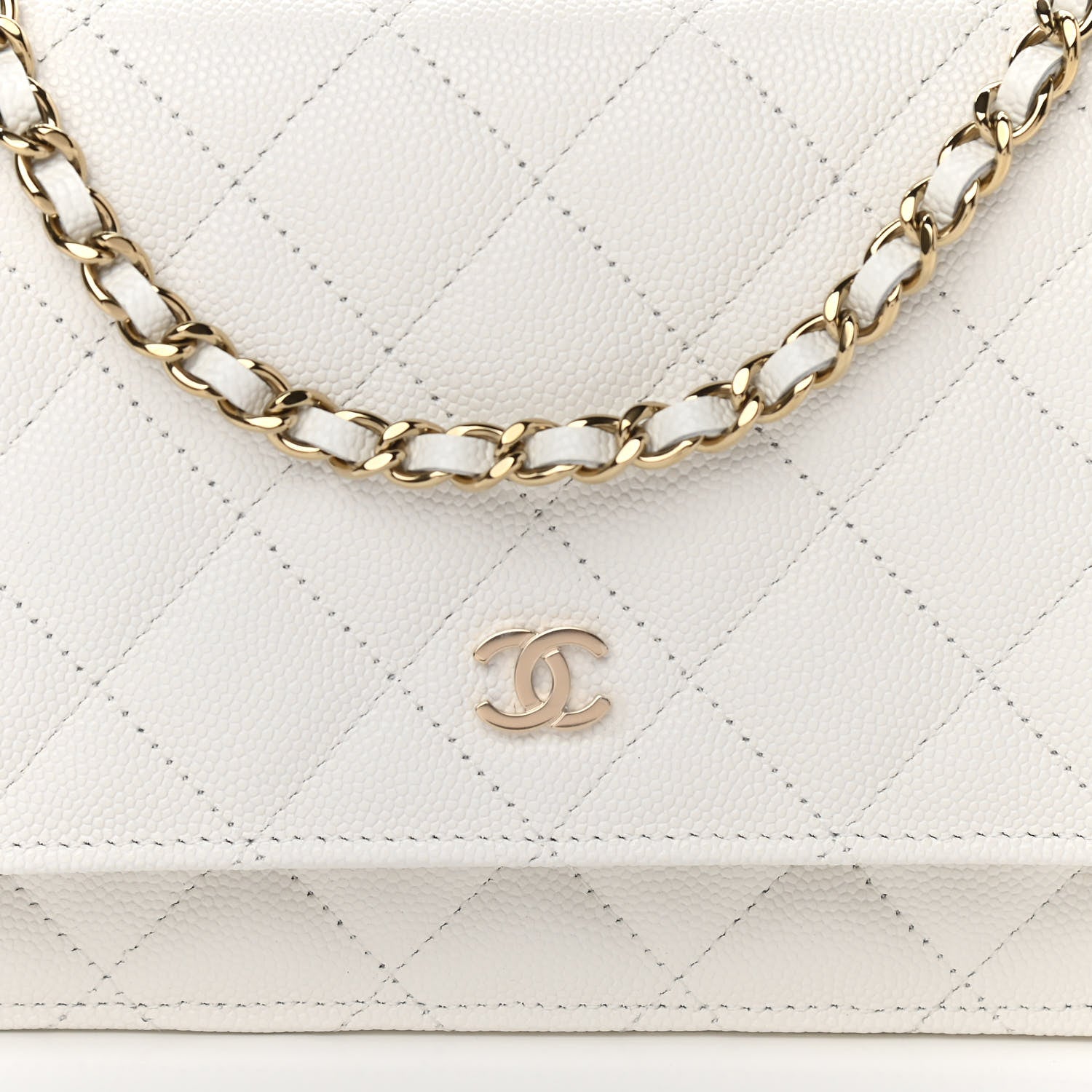 Chanel Caviar Quilted Wallet On Chain WOC White 9 of 12