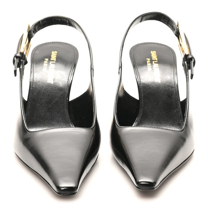 Saint Laurent Vitello Marilyn Lee 75 Slingback Pumps 37 Black 3 of 10