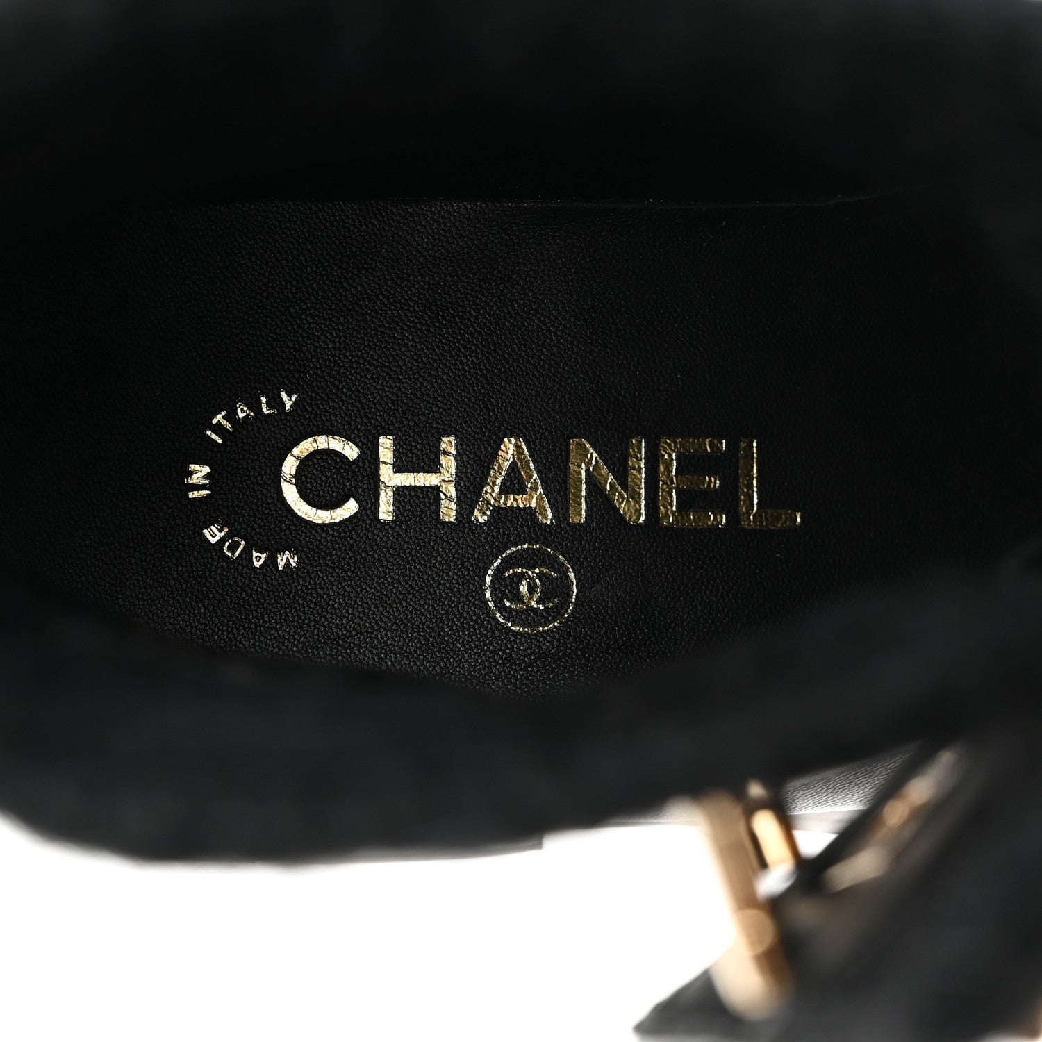 Chanel Calfskin Knit CC Short Boots 36.5 Black 6 of 9