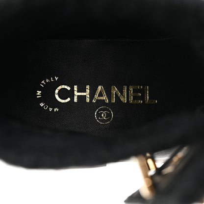 Chanel Calfskin Knit CC Short Boots 36.5 Black 6 of 9