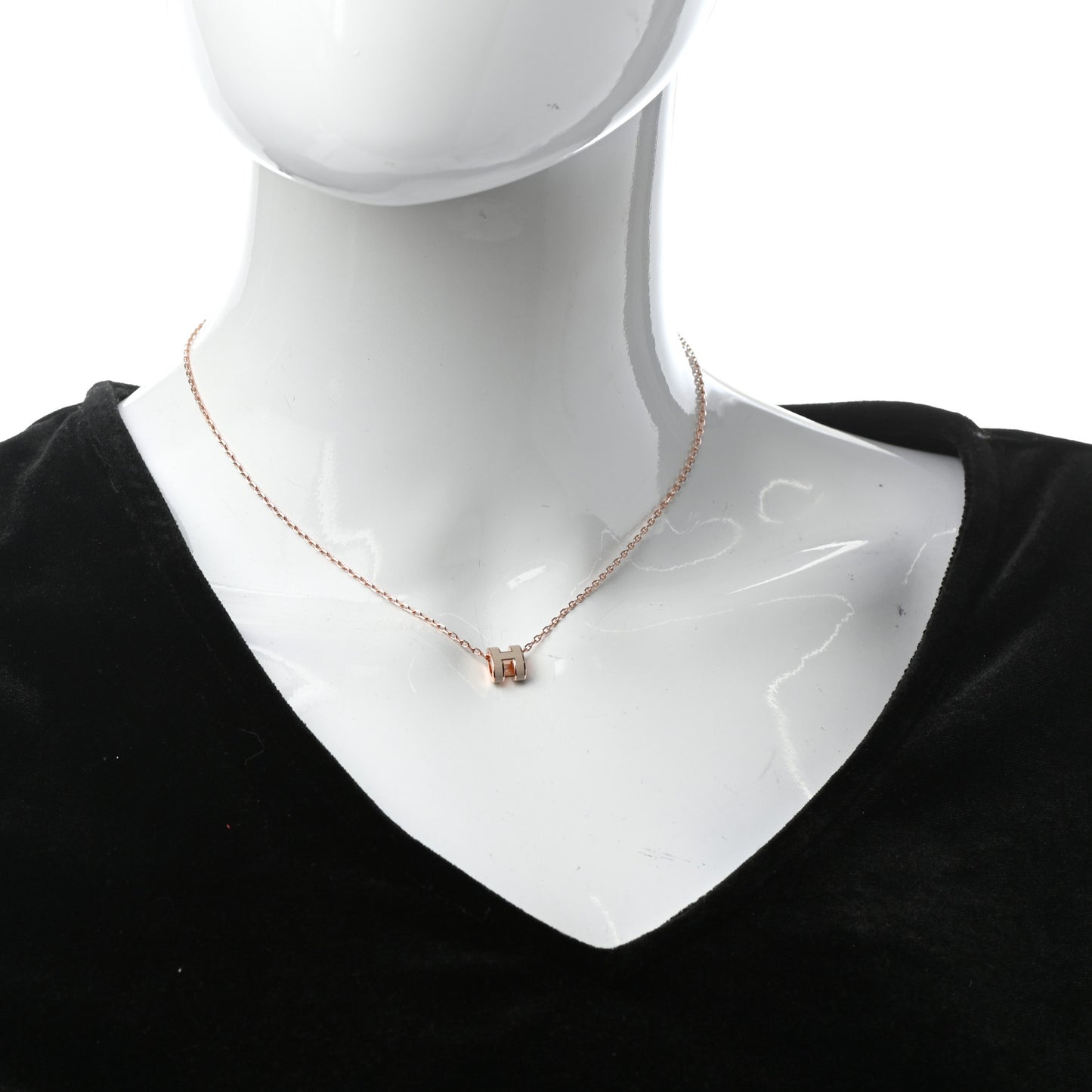 Lacquered Rose Gold Mini Pop H Pendant Necklace Marron Glace