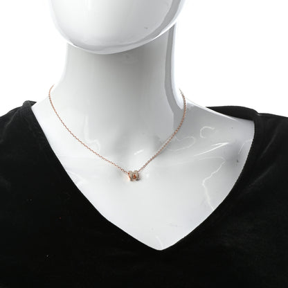 Hermes Lacquered Rose Gold Mini Pop H Pendant Necklace Marron Glace 2 of 5