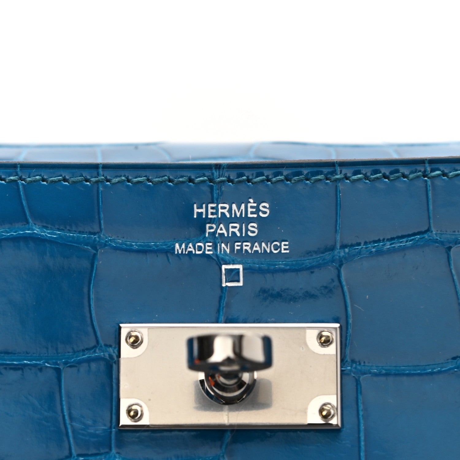 Hermes Shiny Alligator Kelly Longue Wallet Bleu Izmir 6 of 8