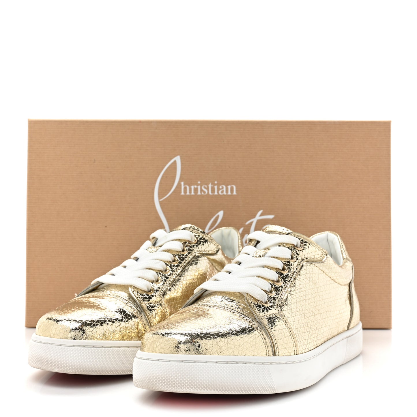 Crackled Patent Calfskin Womens Vieira Flat Sneakers 36.5 Platine