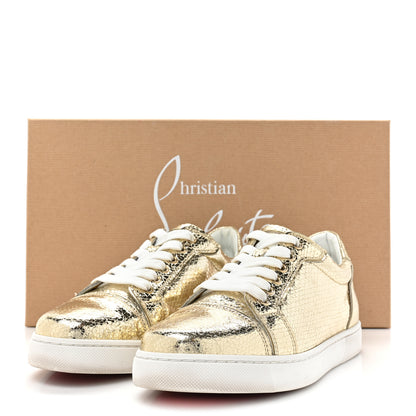 Christian Louboutin Crackled Patent Calfskin Womens Vieira Flat Sneakers 36.5 Platine 10 of 10