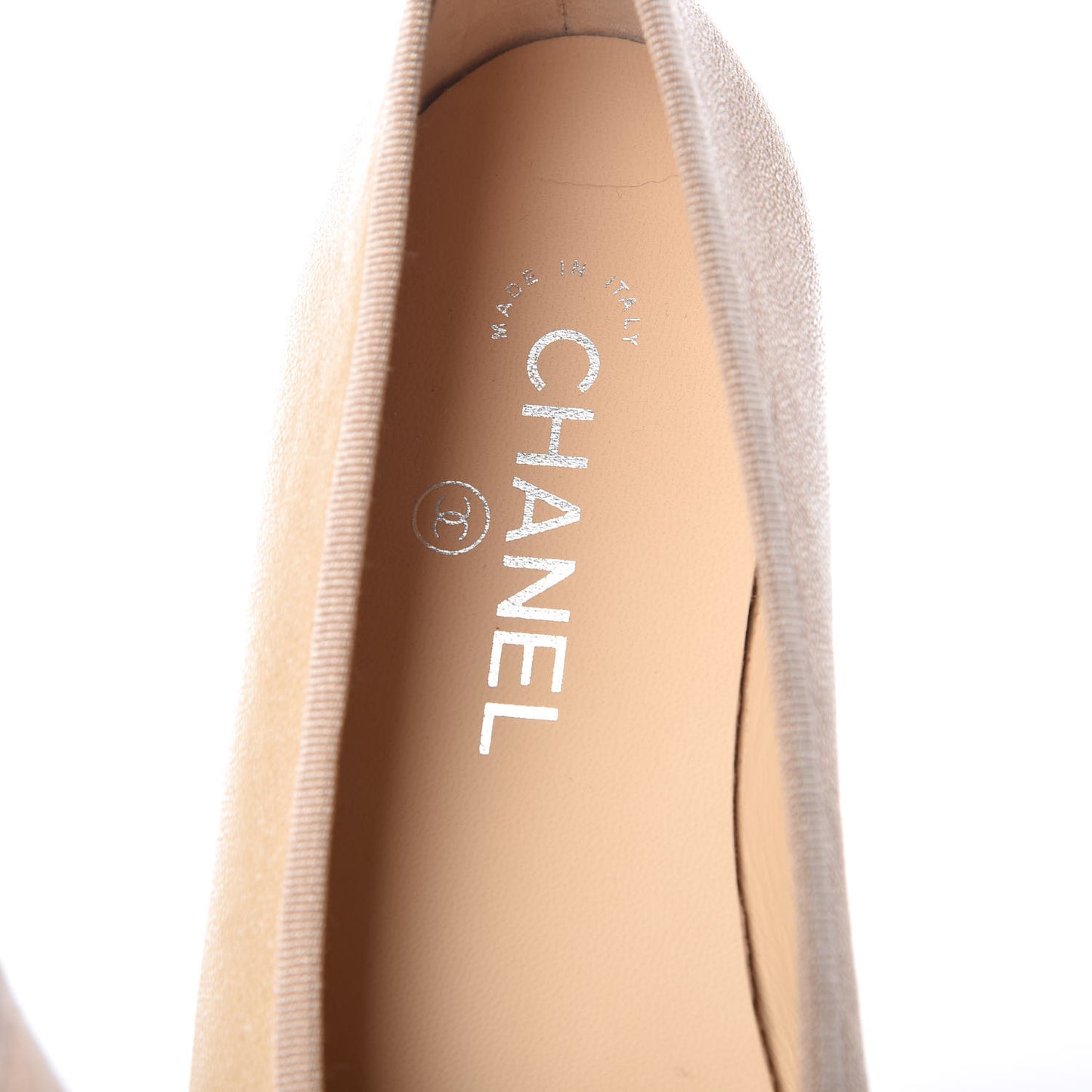 Grained Calfskin Cap Toe Ballerina Flats 38.5 Beige