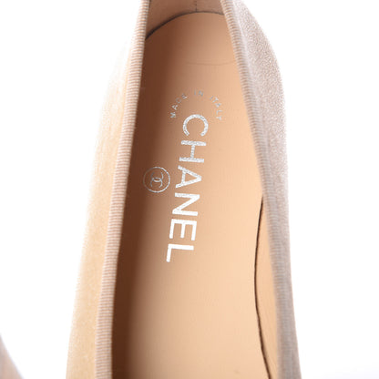 Chanel Grained Calfskin Cap Toe Ballerina Flats 38.5 Beige 7 of 9