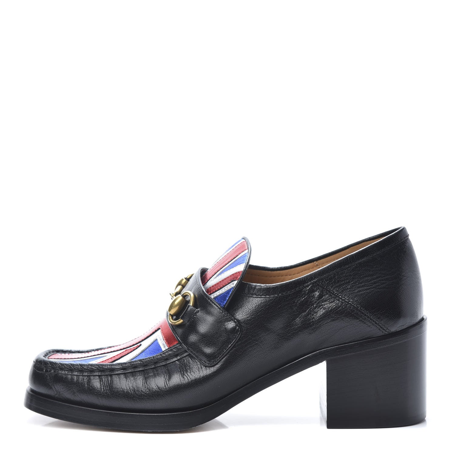 Gucci Lambskin Union Jack Horsebit Loafer Pumps 39 Black 1 of 11