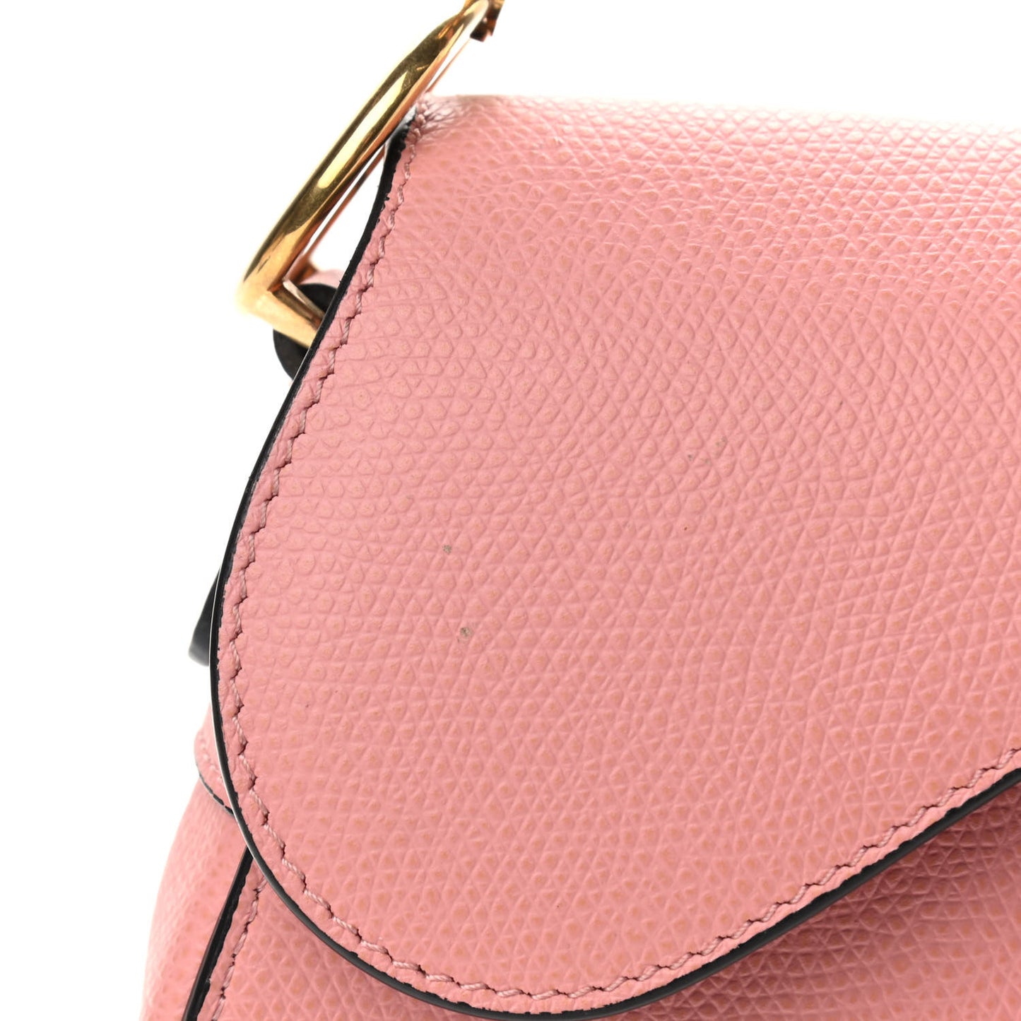 Grained Calfskin Mini Saddle Bag Pink