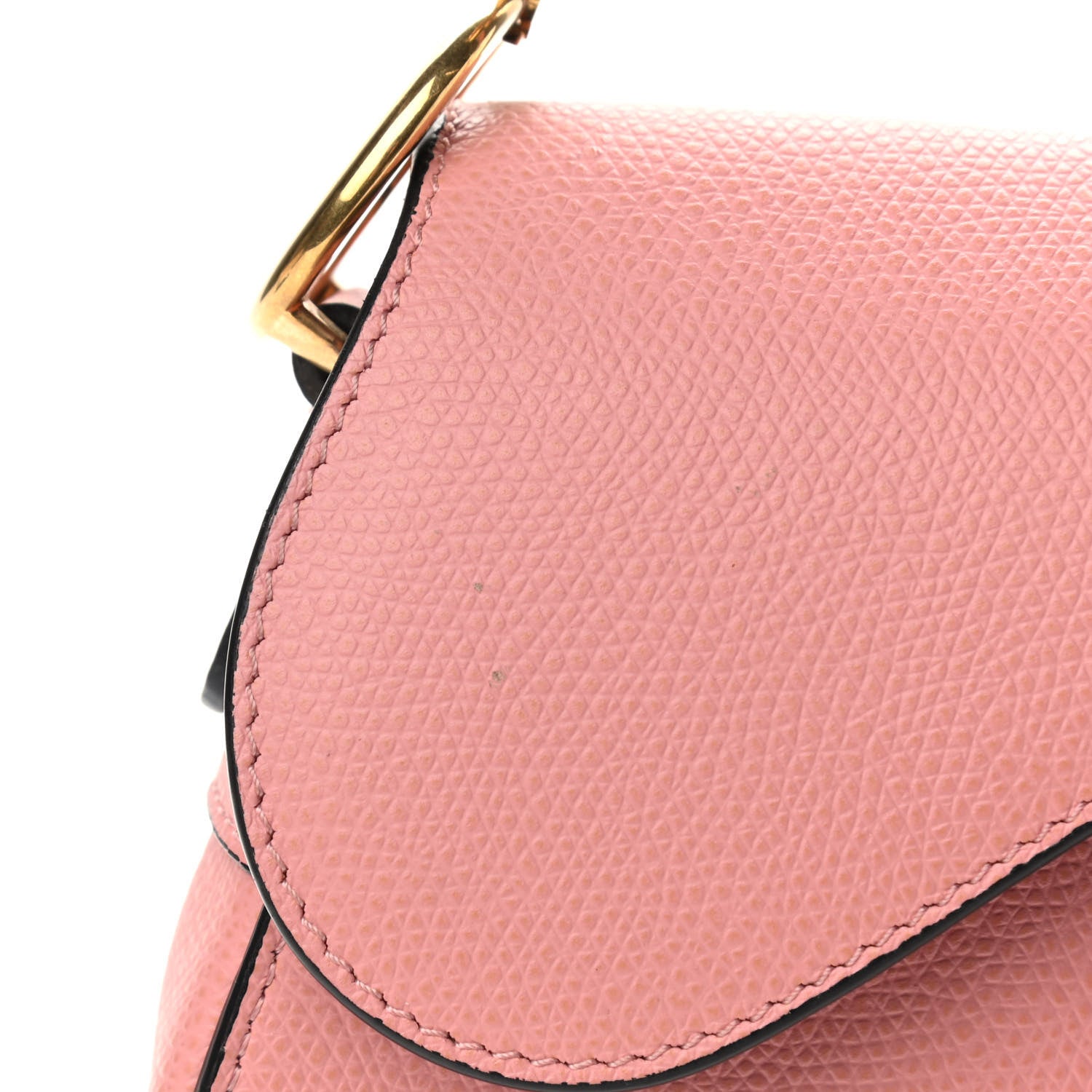 Christian Dior Grained Calfskin Mini Saddle Bag Pink 9 of 11