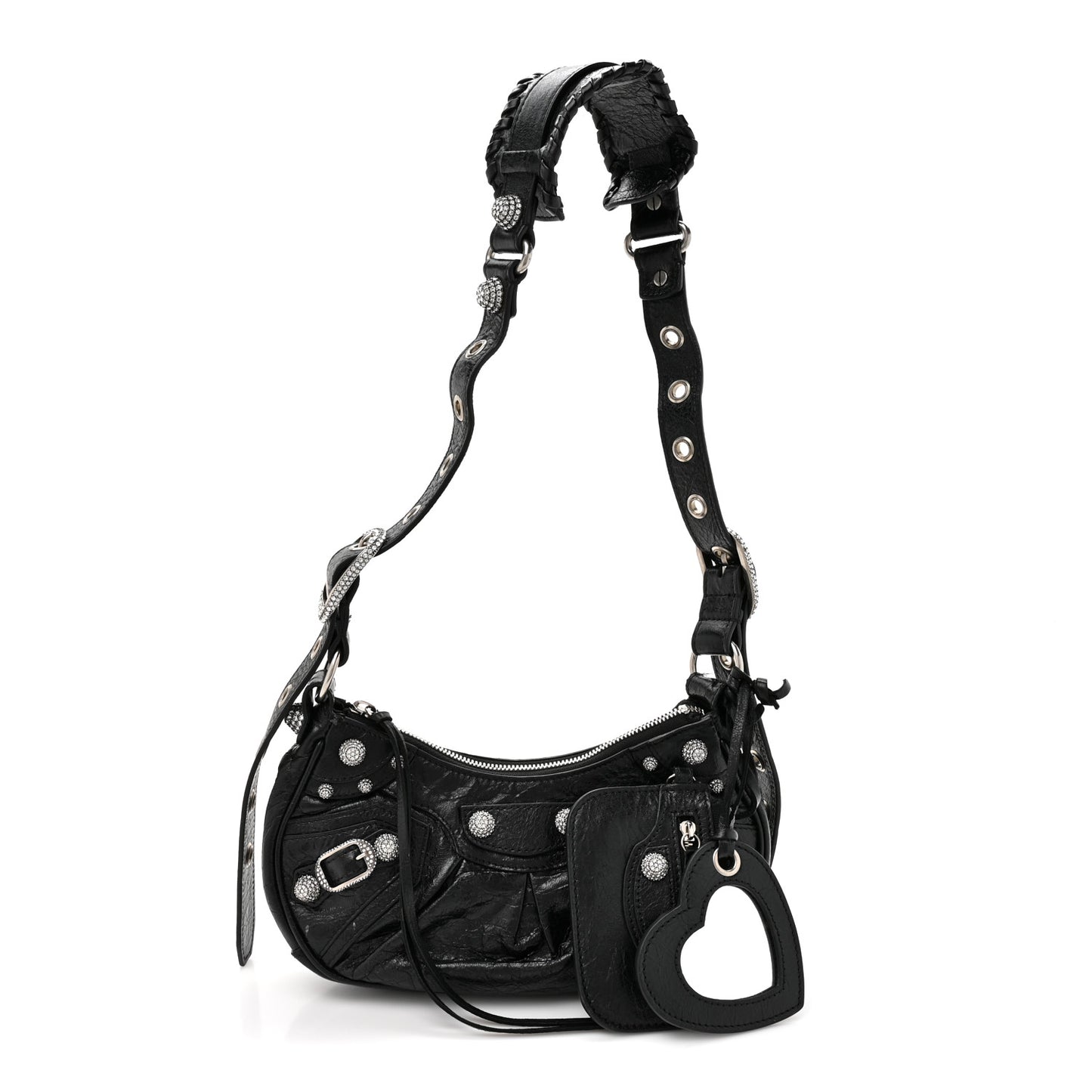 Agneau Arena Crystal Le Cagole Shoulder Bag XS Black