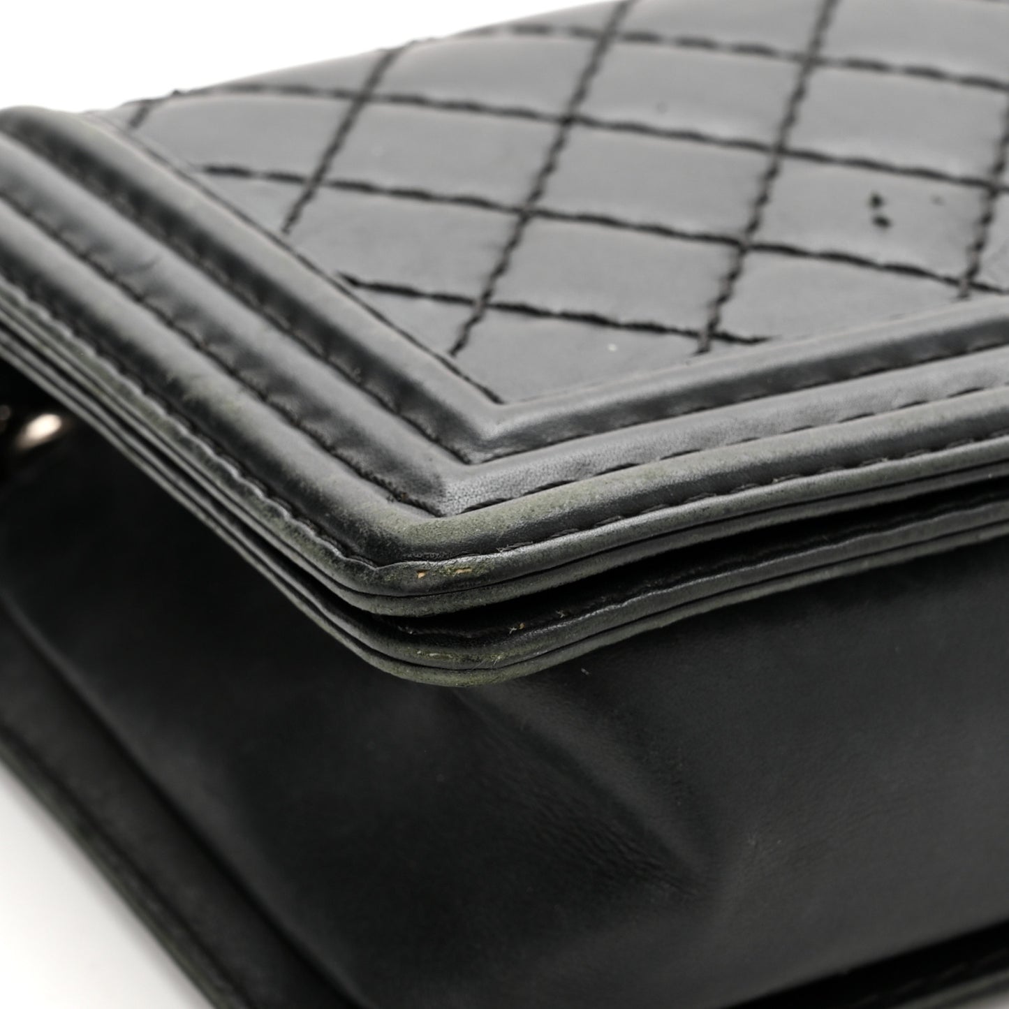 Calfskin Quilted Double Stitch New Medium Boy Flap Black