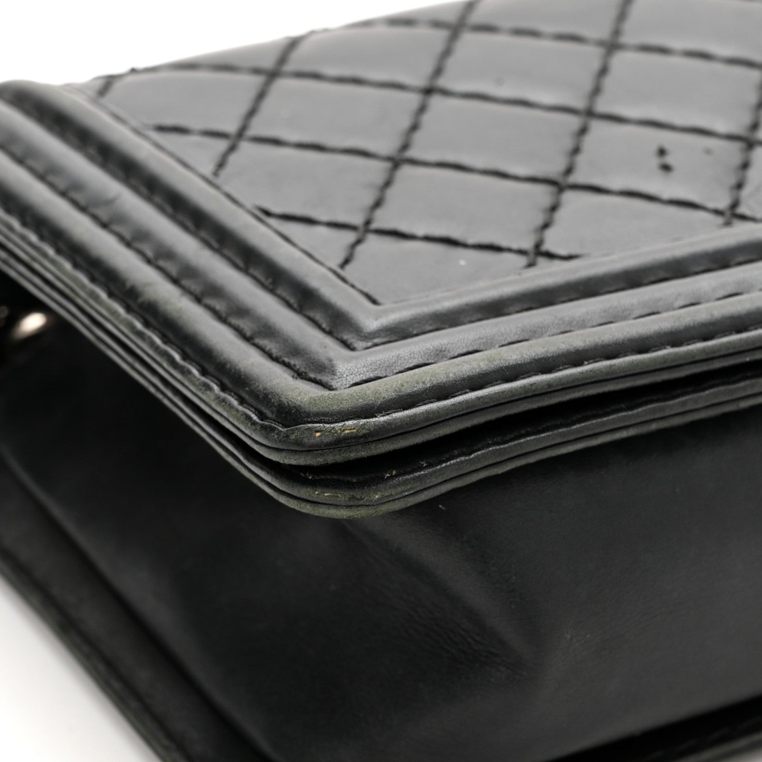 Chanel Calfskin Quilted Double Stitch New Medium Boy Flap Black 13 of 16