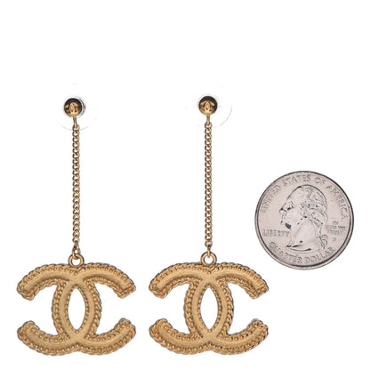 Chanel CC Drop Earrings Matte Gold 2 of 4