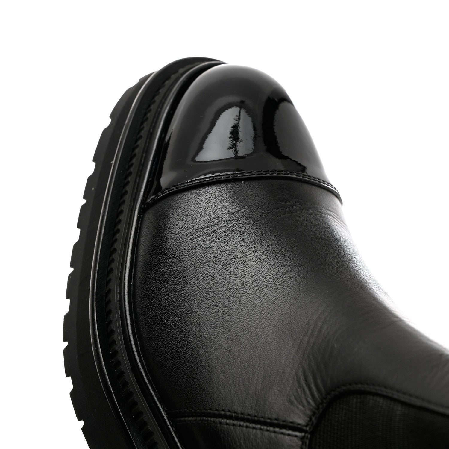 Chanel Calfskin Patent Cap Toe Ankle Boots 39.5 Black 11 of 16