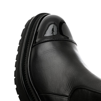 Chanel Calfskin Patent Cap Toe Ankle Boots 39.5 Black 11 of 16