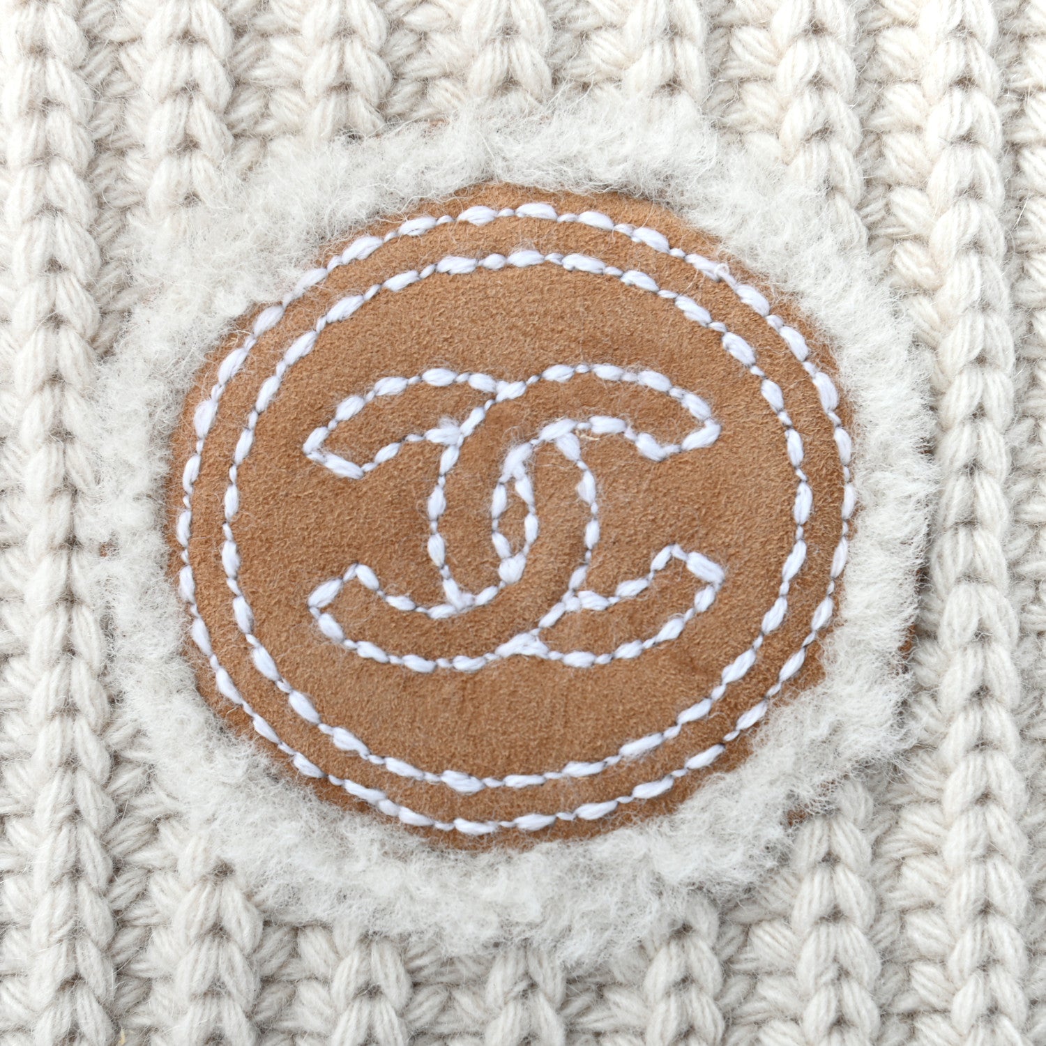 Chanel Wool Cashmere CC Beanie Hat White 4 of 5
