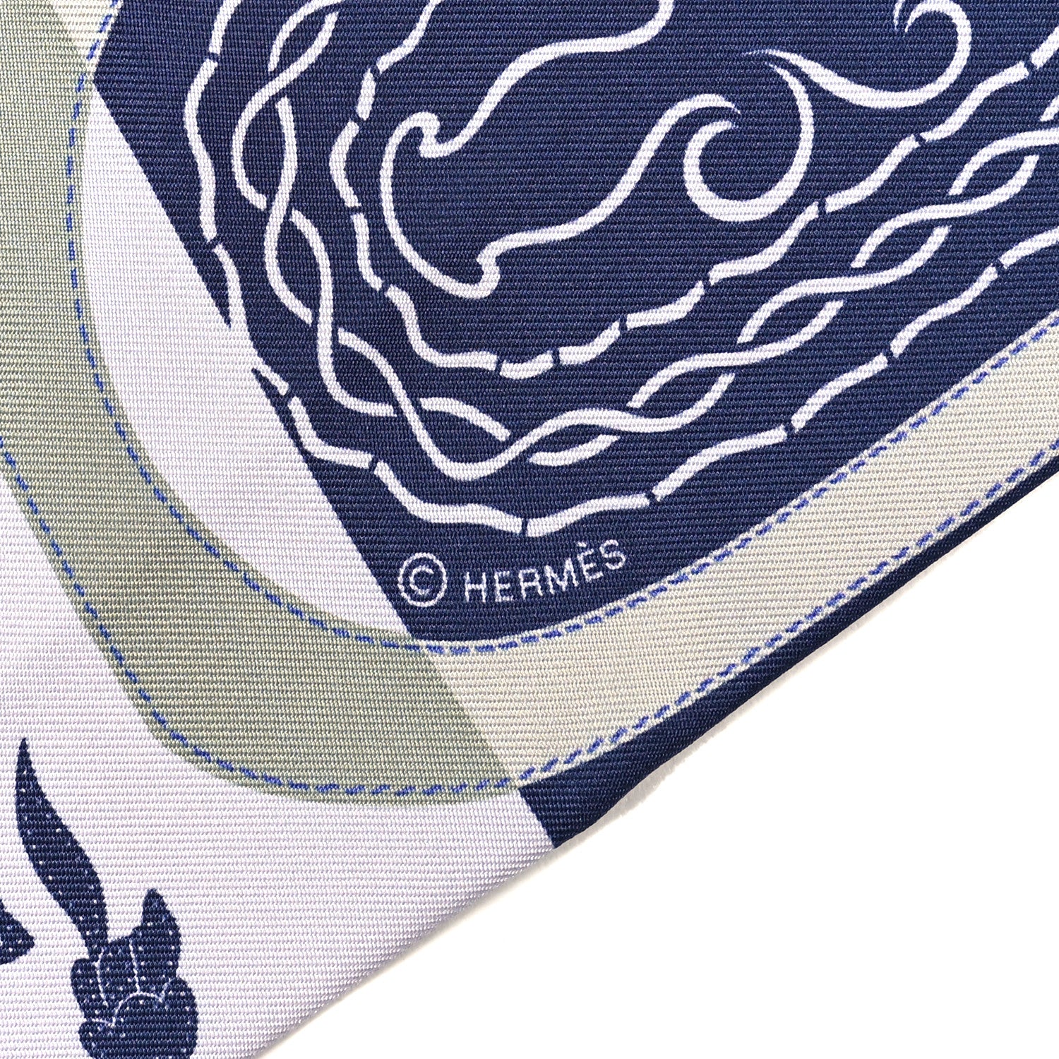 Hermes Silk Festival des Amazones Tattoo à Pois Maxi Twilly Vert Bleu 5 of 6