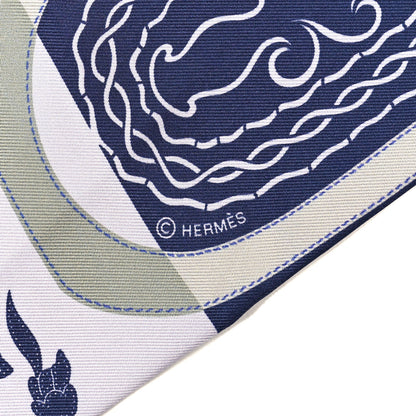 Hermes Silk Festival des Amazones Tattoo à Pois Maxi Twilly Vert Bleu 5 of 6