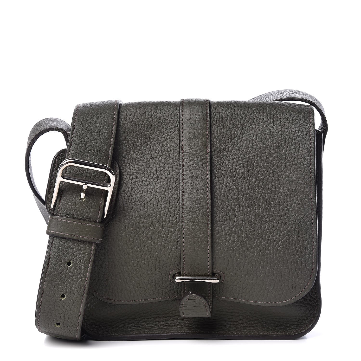 Hermes Taurillon Clemence Steve Pochette Vert De Gris 1 of 9