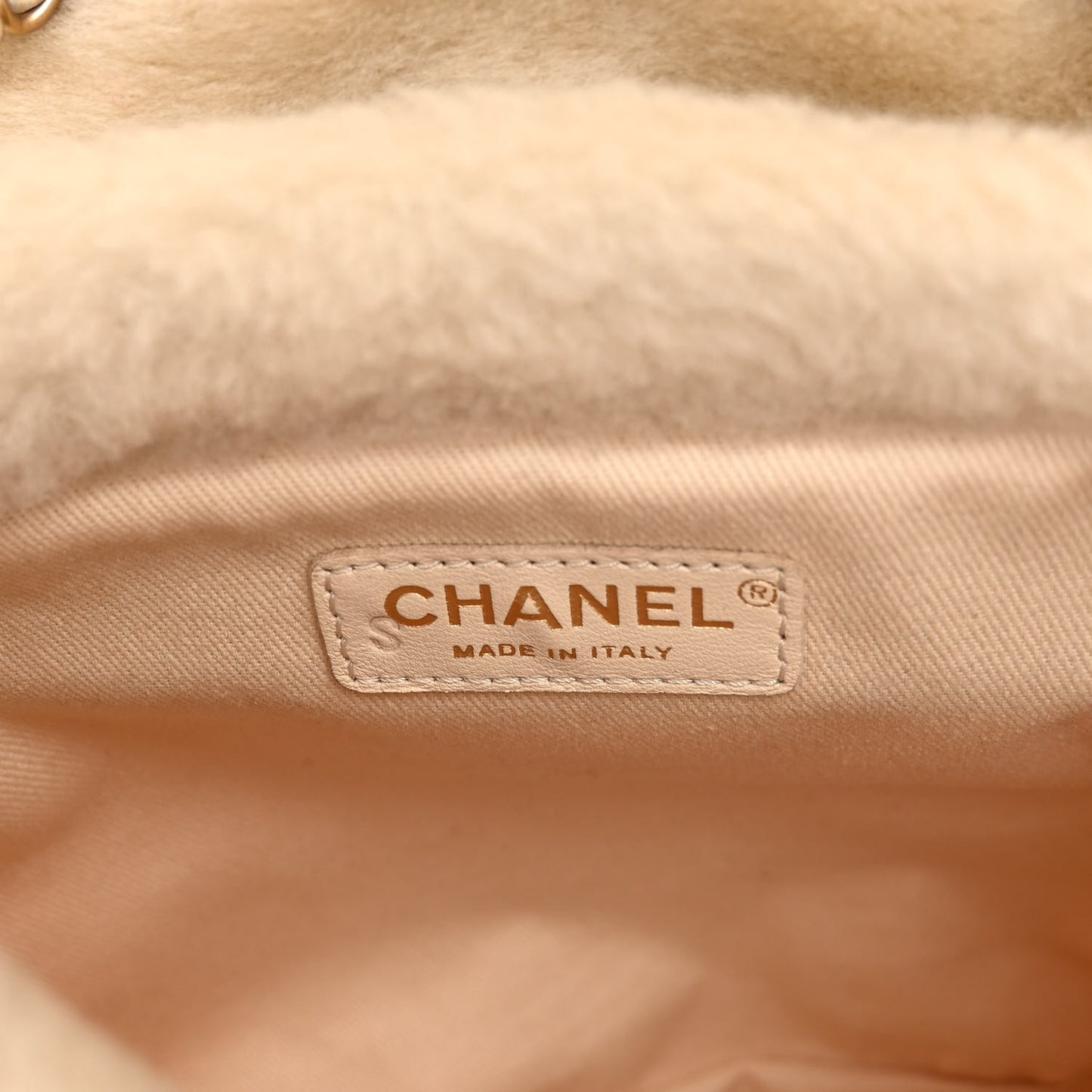 Tweed Shearling Quilted CC Backpack White
