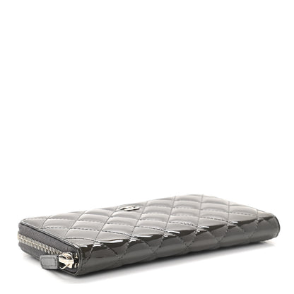 Chanel Patent Calfskin Zip Around Wallet Dark Grey 4 of 11