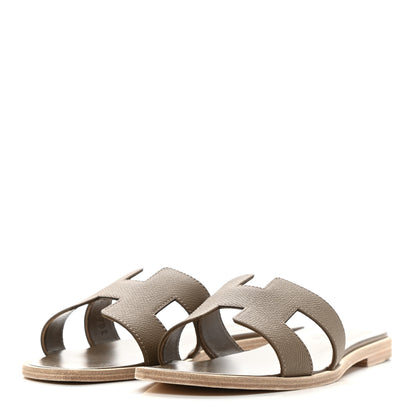 Hermes Epsom Oran Sandals 37 Etoupe 3 of 9