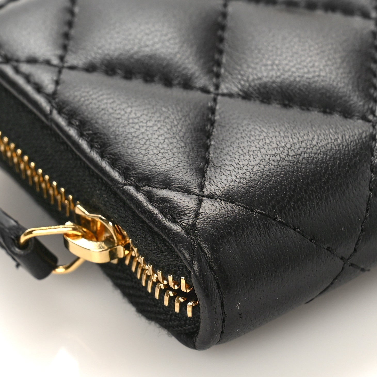 Chanel Lambskin Quilted Zip Coin Purse Black 7 of 9
