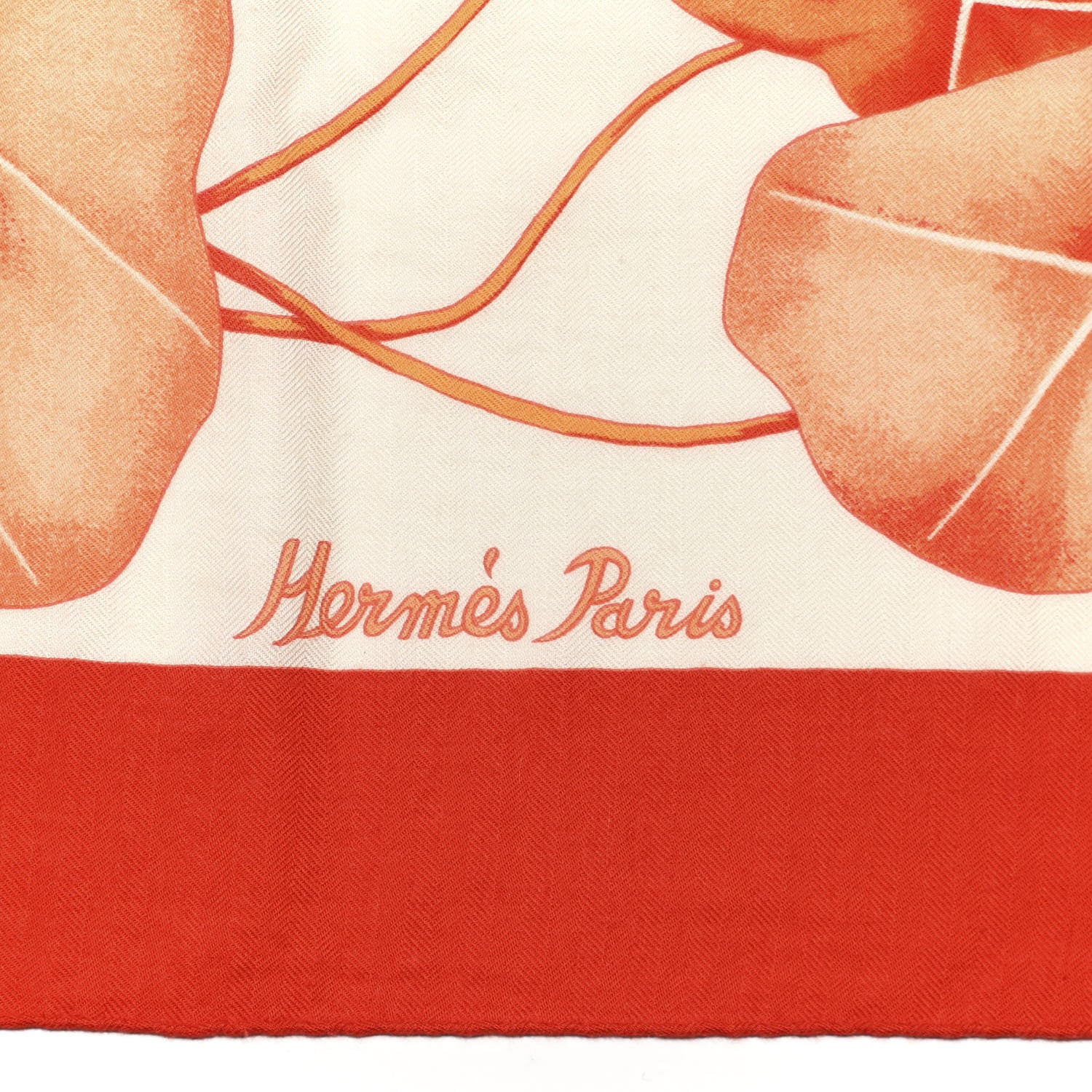 Hermes Cashmere Silk Les Capucines Shawl 140 Capucine Orange 2 of 6