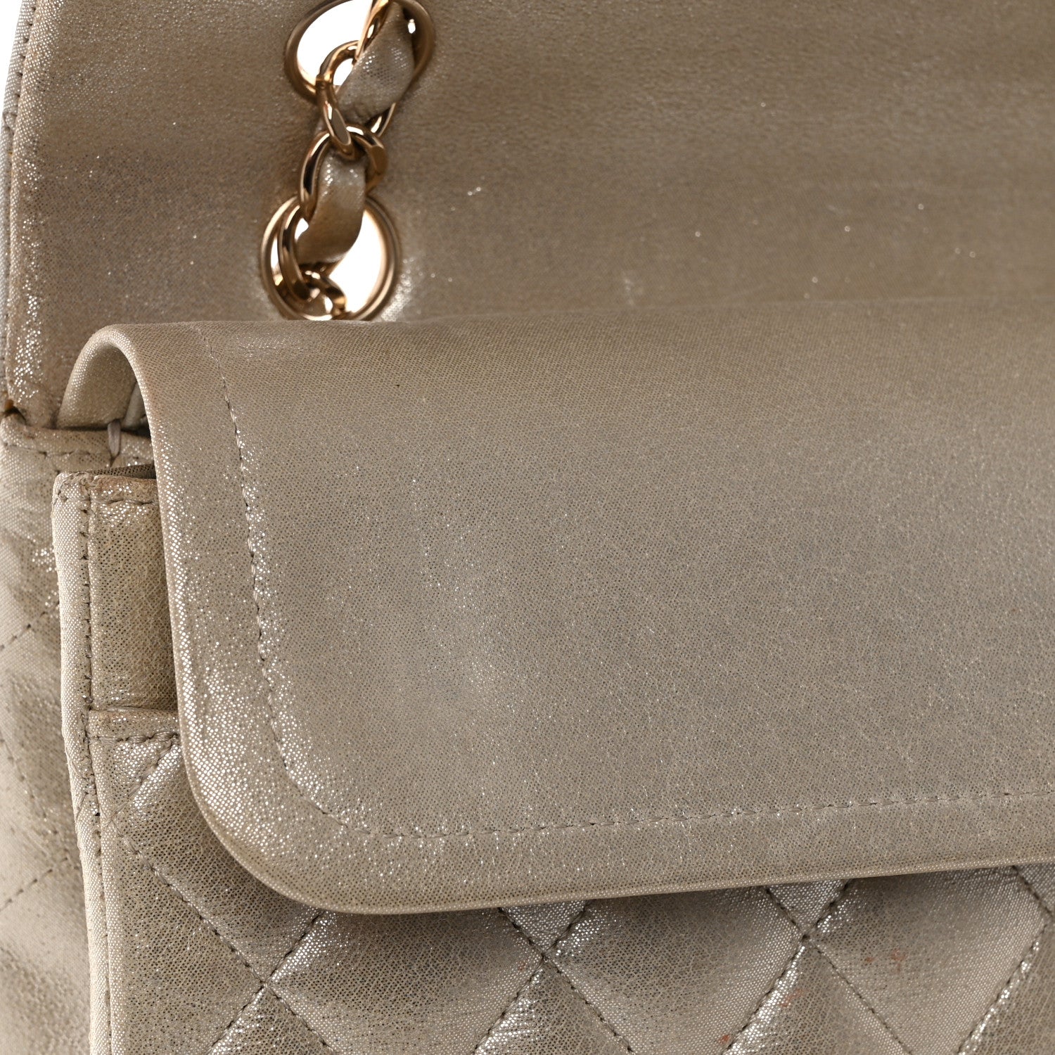 Chanel Iridescent Calfskin Quilted Medium Double Flap Light Gold 12 of 12