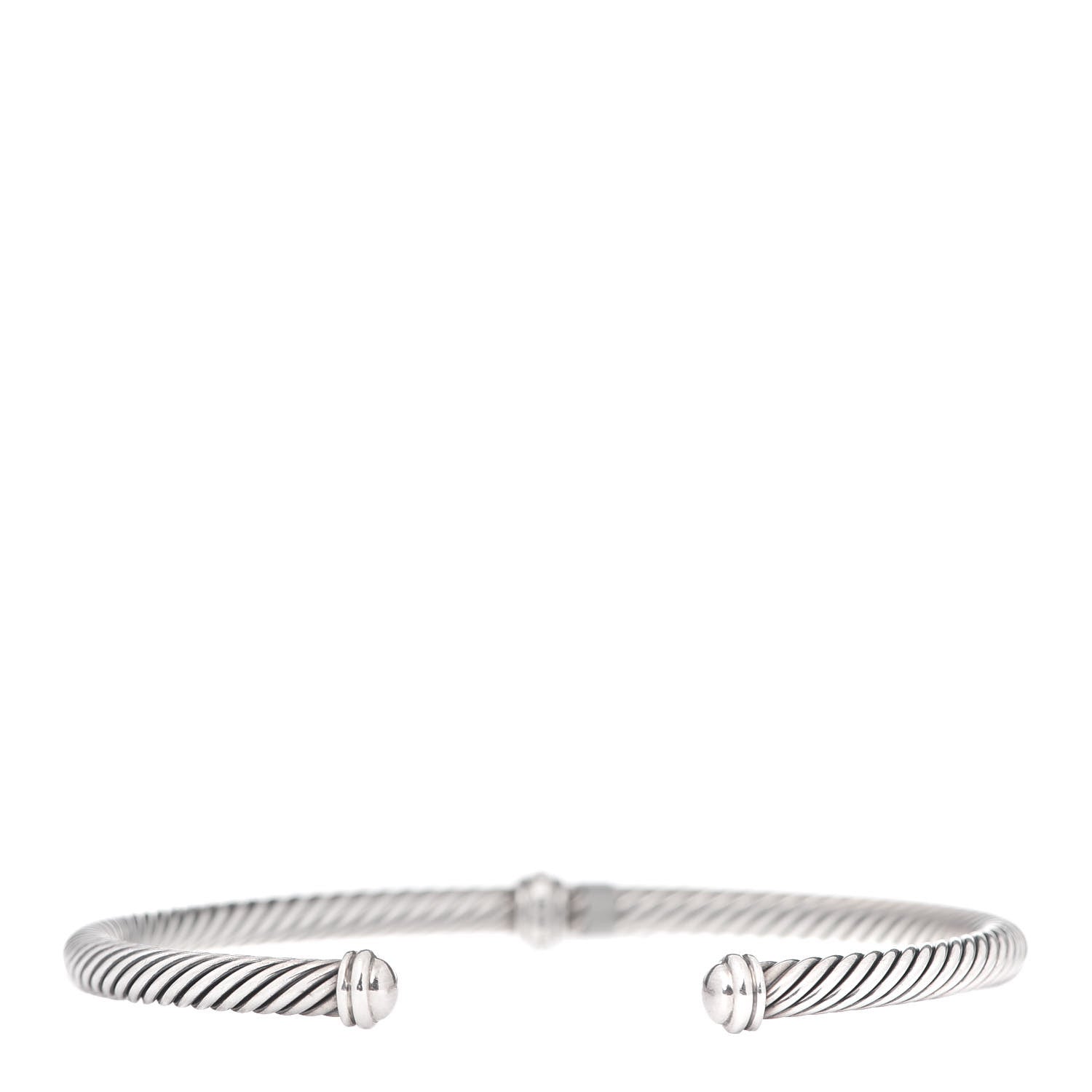 David Yurman Sterling Silver Diamond 4mm Cable Classics Single Station Bracelet 3 of 4