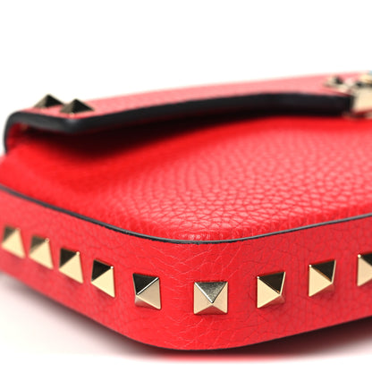 Valentino Garavani Grainy Calfskin Rockstud Flip Lock Chain Pouch Rouge Pur 7 of 8