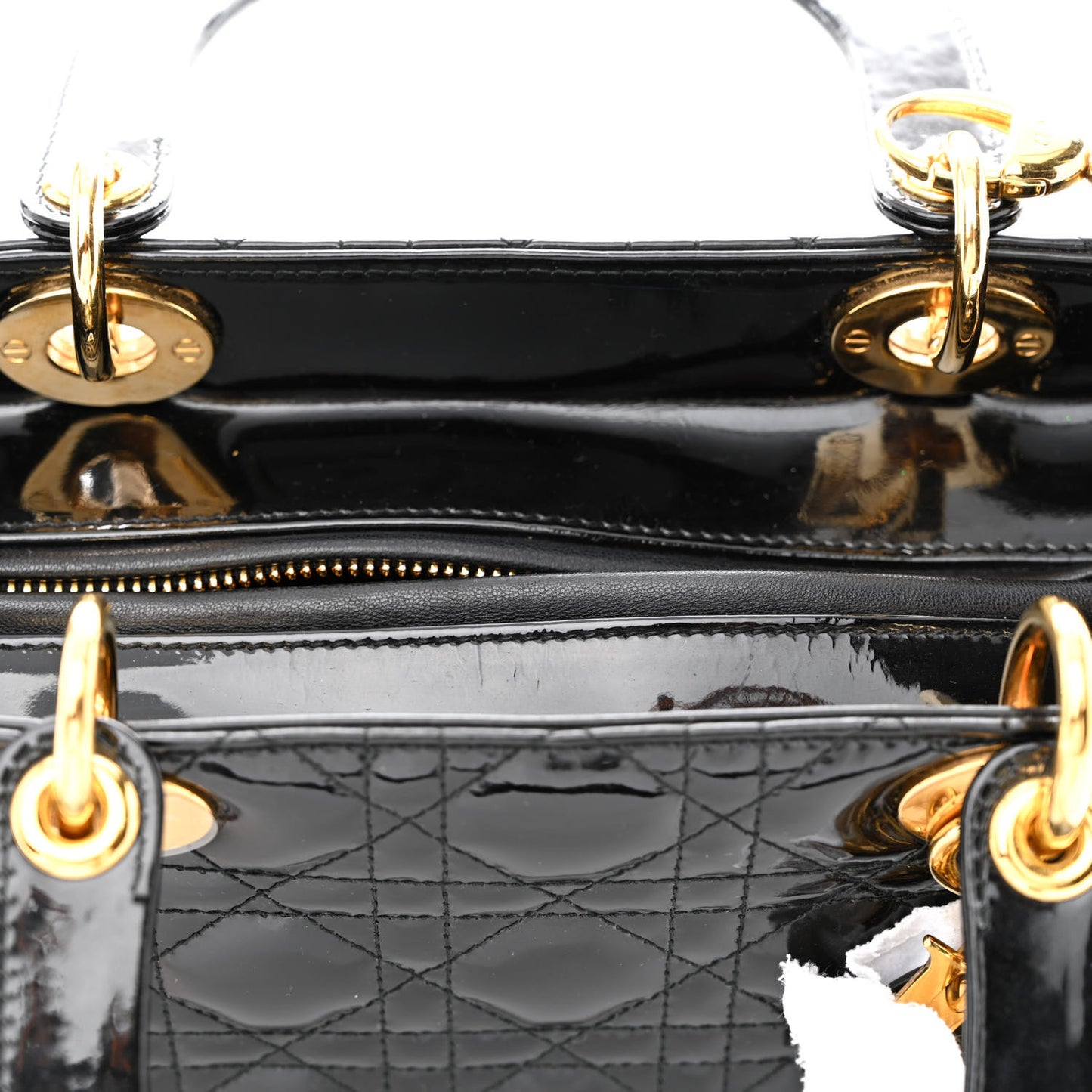 Patent Cannage Medium Lady Dior Black