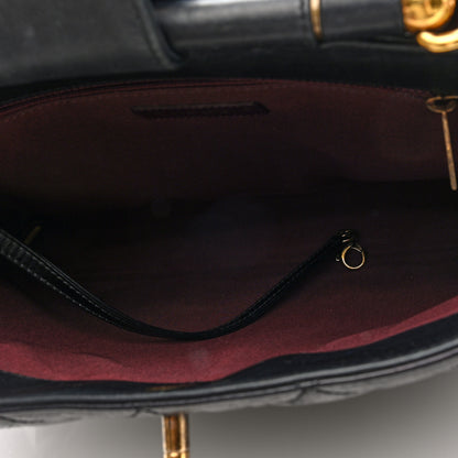 Chanel Glazed Calfskin Quilted Gold Bar Tote Black 6 of 11