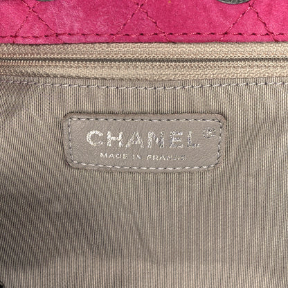 Chanel Suede Quilted Patchwork Drawstring Bag Green Pink Purple Burgundy 6 of 10